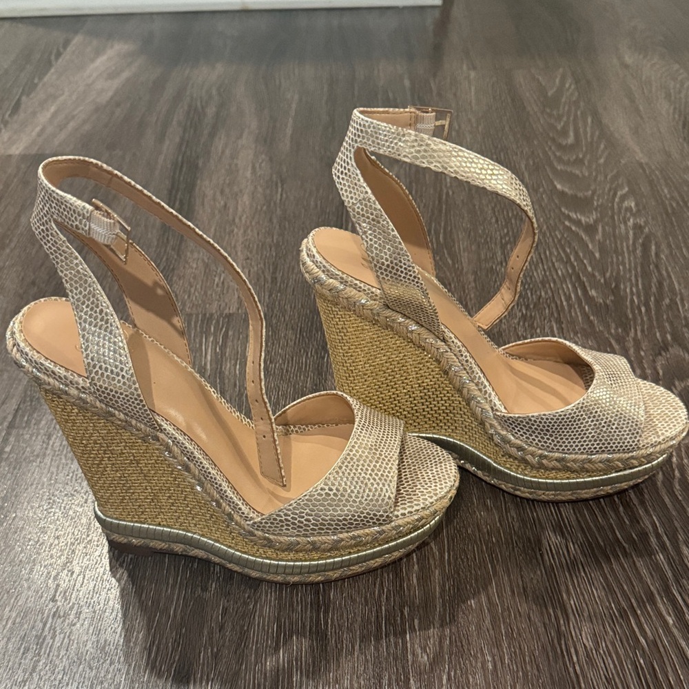 Gold Metallic Wedge Sandals
